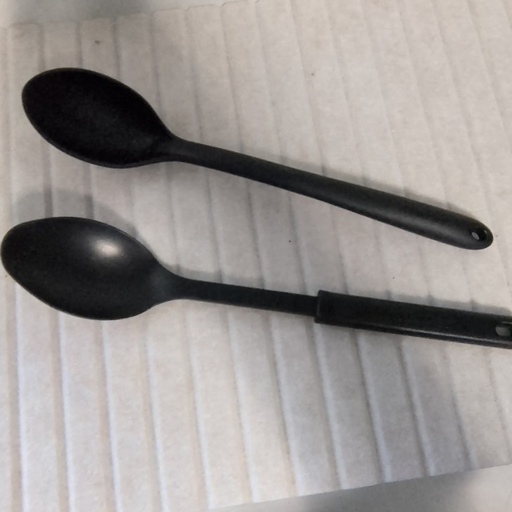 Calphalon Black Plastic Cooking Spoon Set Heat Resistant, 2-Piece